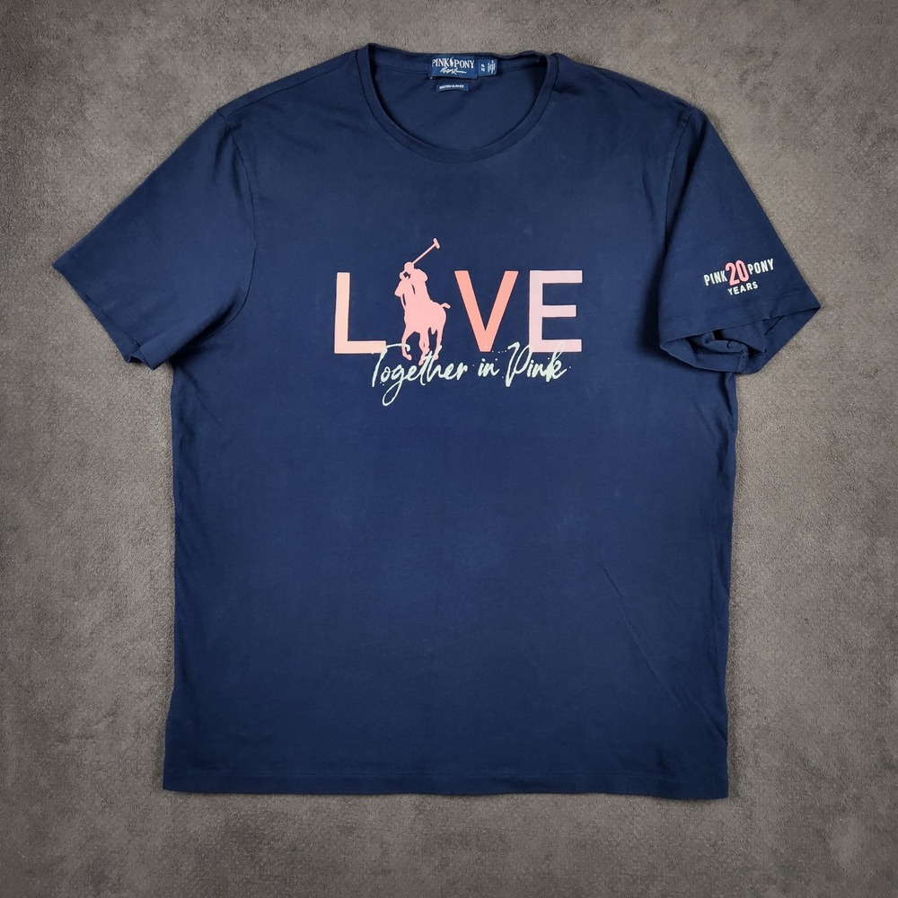 Ralph Lauren Pink Pony Shirt Womens XL Navy 20th Anniversary Custom Slim Love